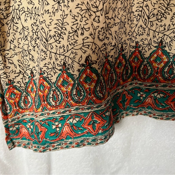Lucky Brand Embroidered Boho Shift Dress Medium Tan Orange Green - Picture 11 of 15